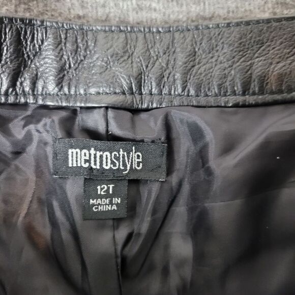 Vtg 90's Metrostyle Women's Size 12 Black Leather Motorcycle Boot Cut Pant Lined - Picture 4 of 15